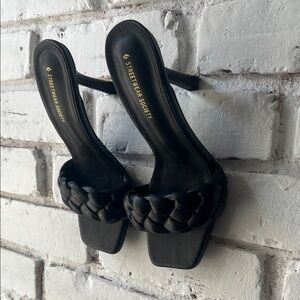 Streetwear Society Black Braided Heels mule sandal